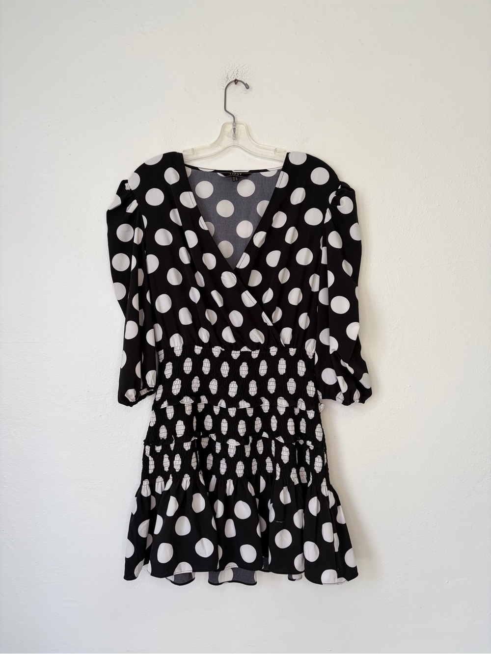 Lipsy Black and White Polka Dot Wrap Mini Dress Girlhoodcore